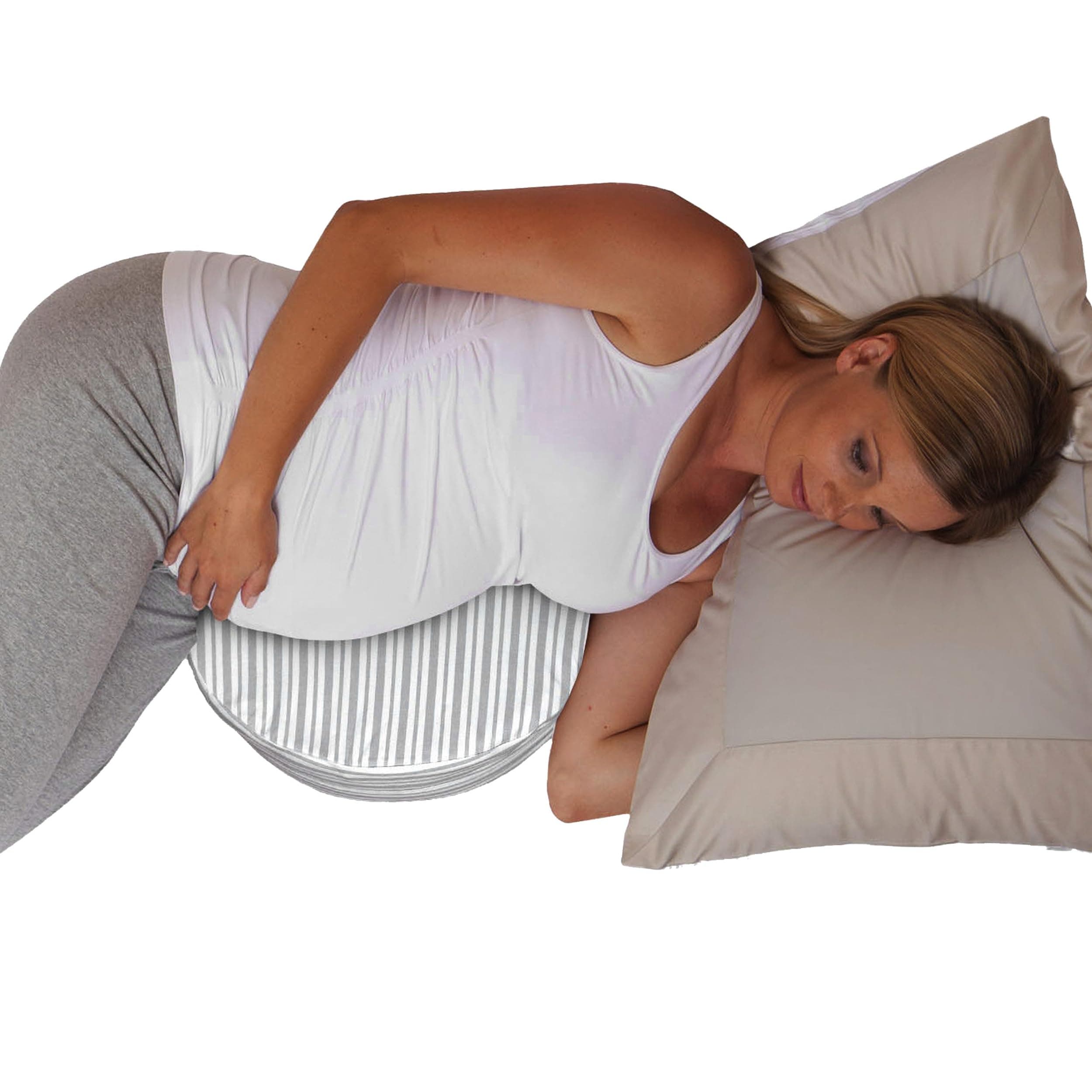 Wedge Pregnancy Pillow - Compact Support Wedge Maternity Pillow for Back, Knees, Pelvic Floor at Home, Office & Travel with Washable Knit Cover - Gray Modern Stripe