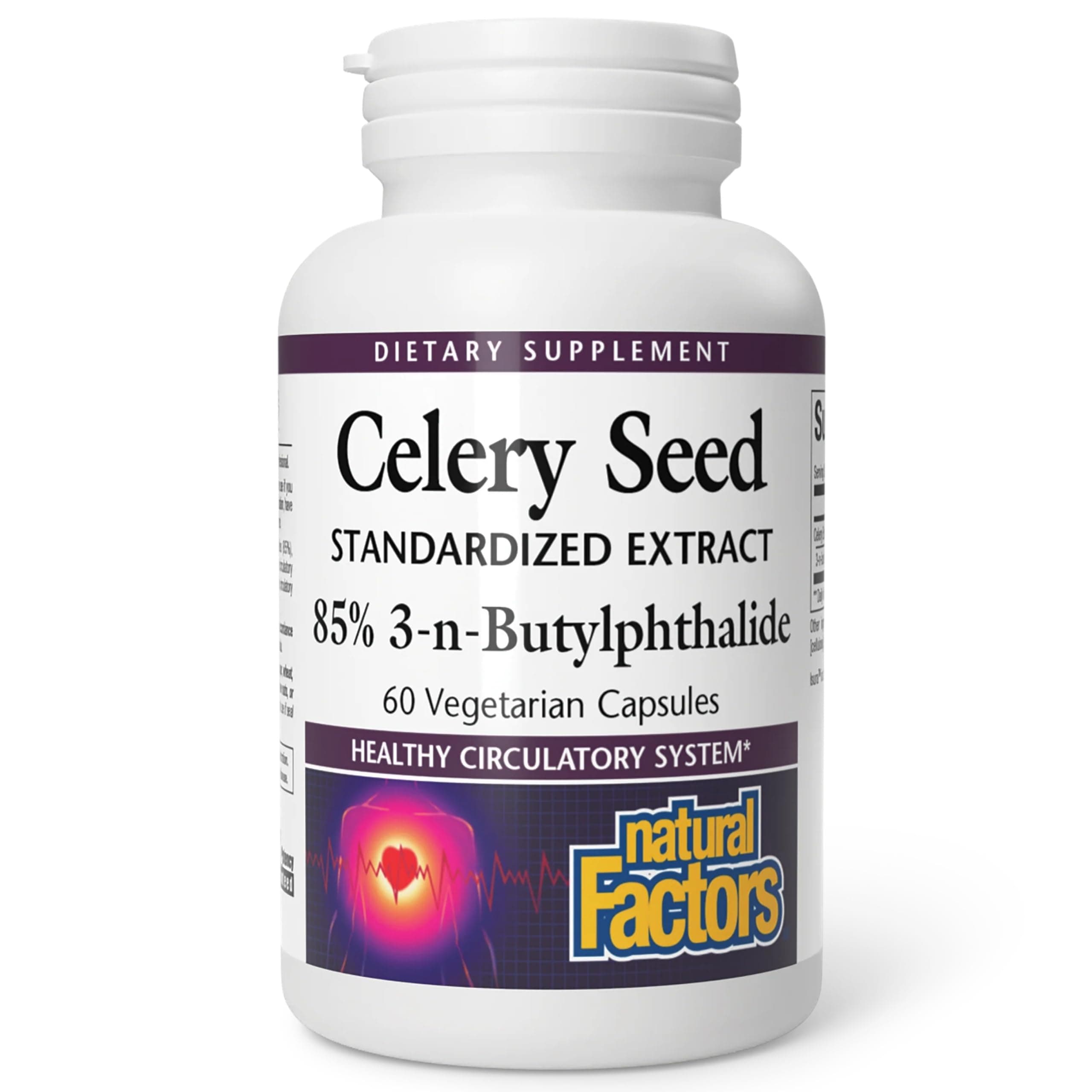 Celery Seed Extract by Natural Factors, Herbal Supplement for a Healthy Circulatory System, 60 Capsules