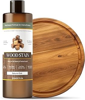 Wood Stain - Stain for Wood - Natural Stain for Furniture - Water Based | Fast Drying, Low Odor - Outdoor & Indoor Paint for Paneling, Cabinets and More - 6.7oz (Natural Oak)