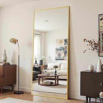 Antok Mirror Full Length, 61"x18" Big Floor Mirror, Oversized Full Body Mirrors with Stand for Bedroom, Living Room Cloakroom, Gold, Rect Corner Style