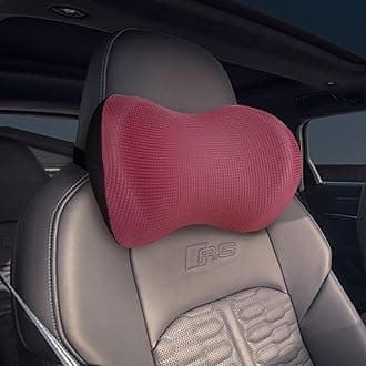 Super Great Car Headrest Pillow, Car Pillow for Neck Pain Relief with Adjustable Strap, 100% Memory Foam & Breathable Removable Cover, Ergonomic Design - Softness Travel Car Neck Pillow(Wine-Red, 1PC)