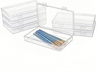 LJY 6 Pieces Rectangular Empty Mini Clear Plastic Organizer Storage Box Containers with Hinged Lids (7.1 x 4.3 x 1.2 inch, Transparent)