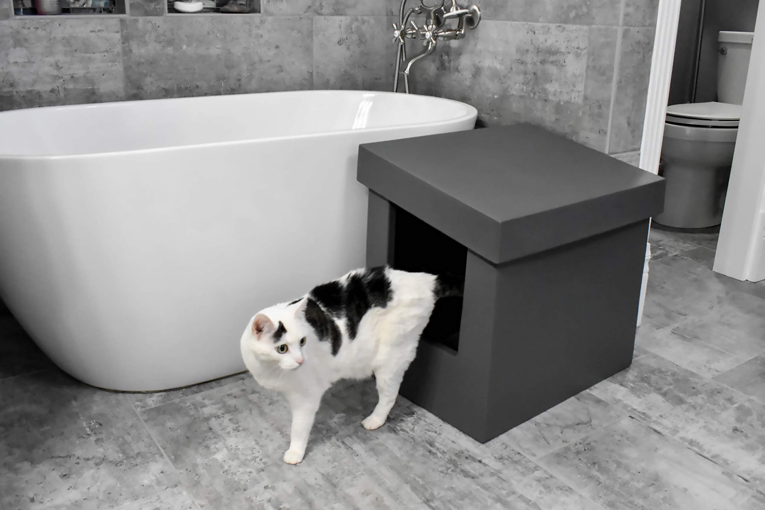 Kitangle Modern Cat Litter Box, Slope Style XL (Grey)