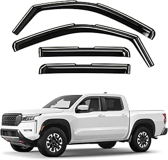Window Deflectors Smoke Tinted in-Channel Side Window Vent Visor Deflectors Rain Guards Compatible with Frontier 2022-2025 Crew Cab - 4pcs. GW0912