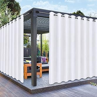 PureFit Outdoor Curtains for Patio Waterproof Weatherproof, UV Resistant Outside Curtains for Gazebo, Front Porch, Pergola, Sun Blocking Privacy Curtain, 120W x 108L inch, 1 Panel, White