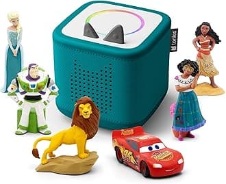 Toniebox 2 Audio Player Disney Bundle for Kids 3+ with Elsa, Moana, Lightning McQueen, Simba, Encanto, and Toy Story - Tropical Teal