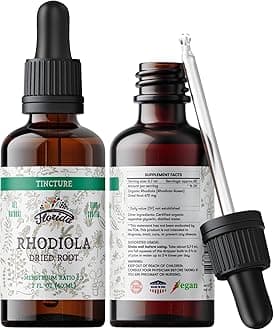 Rhodiola Tincture, Organic Rhodiola Extract (Rhodiola Rosea) Dried Root Health Supplement, Non-GMO in Cold-Pressed Organic Vegetable Glycerin 2 oz, 670 mg