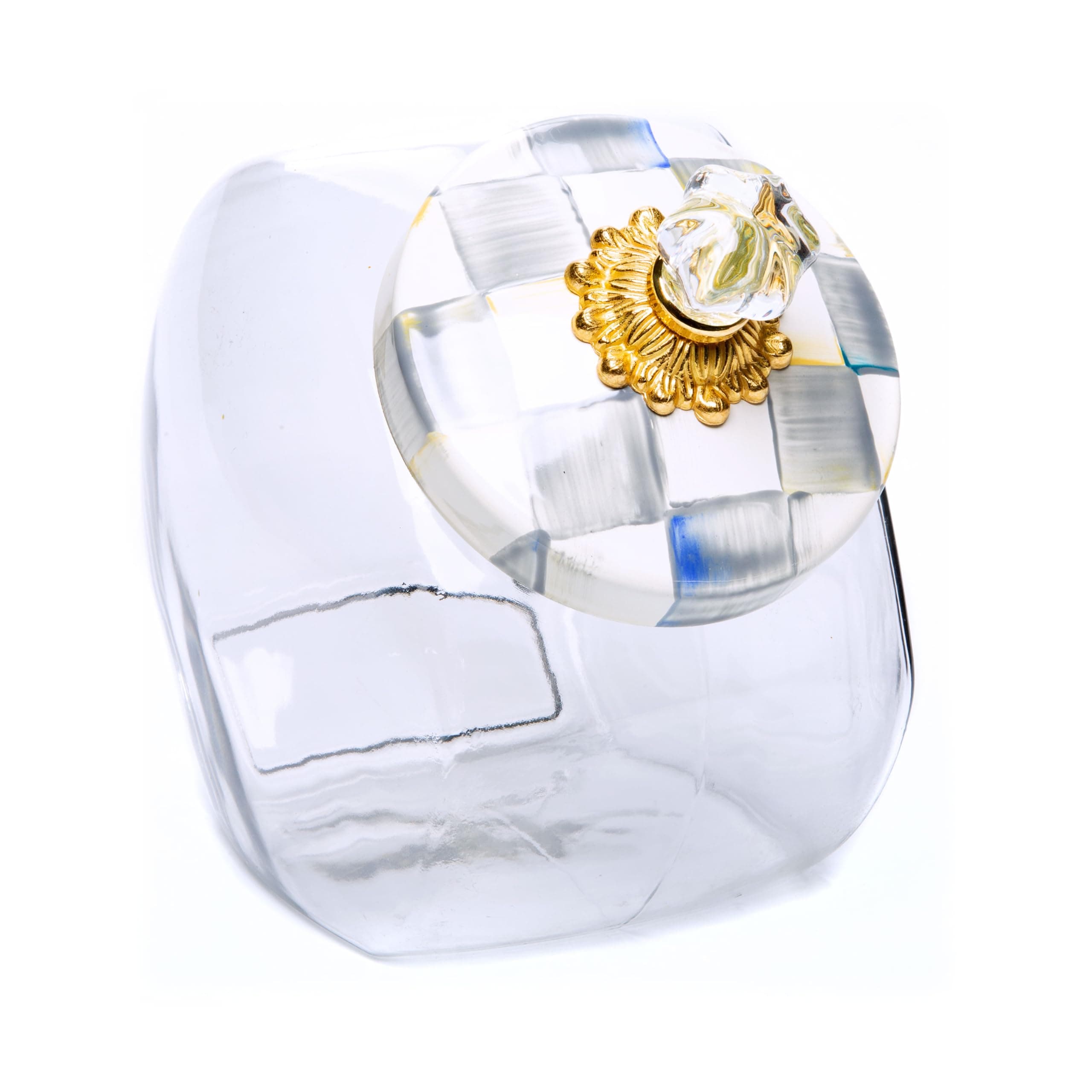 MACKENZIE-CHILDS Cookie Jar with Sterling Check Enamel Lid, Large Cookie Jar with Lid