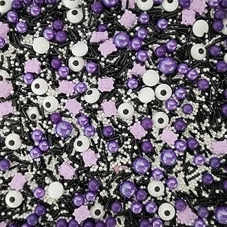 1 Bottle Candy Eyeballs Eyes Cake Cupcake Toppers Edible Baking Purple Sugar Pearls Halloween Sprinkles Cookie Decorations Holiday Party Christmas Supplies(100g/3.5oz)