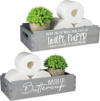 TJ.MOREE Farmhouse Bathroom Decor Box- Wash Up Buttercup Bathroom Signs-Over Toilet Bowl Toilet Paper Storage