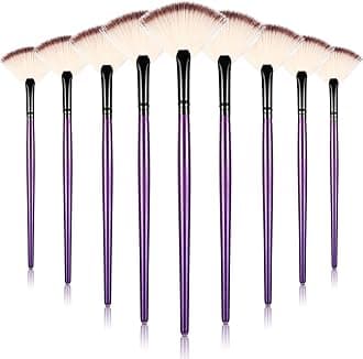 Maitys 9 Pieces Facial Brushes Fan Mask Brushes, Soft Facial Applicator Brushes Tools for Peel Glycolic Mask Makeup for Mud Cream (Purple and Black)