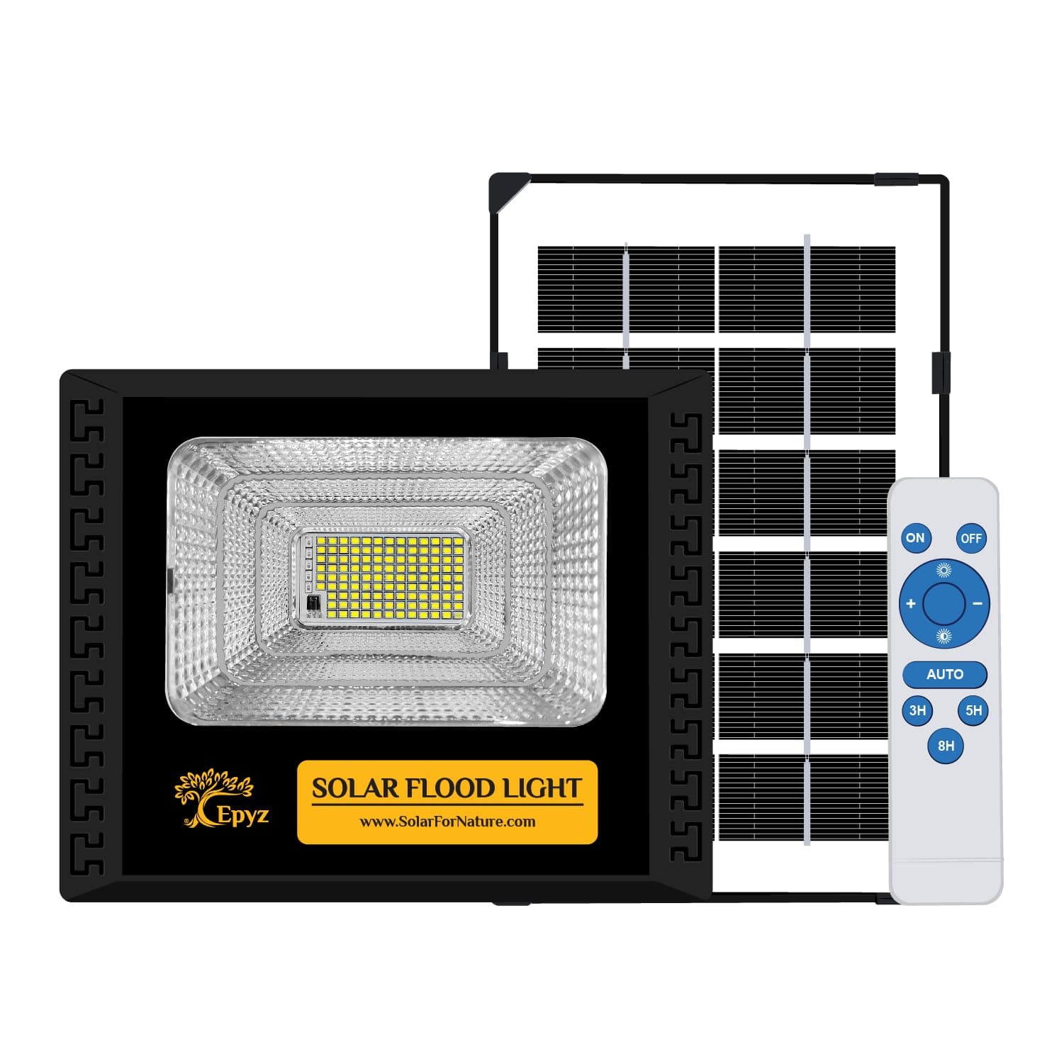 - Epyz Abs Solar Flood Light Outdoor Waterproof with Remote Control for Home Garden Wall Compound Entrance Automatic LED Lamp [ Pack of 1, Cold White Light ] [ 30Watt - 2500mAh, 114LED ]