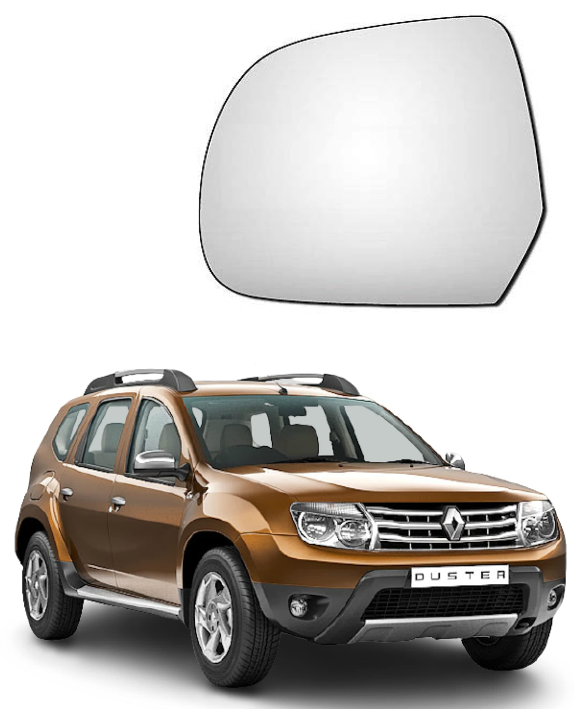 CARIZO ® Left/Passenger Side Rear View Mirror Glass , Compatible for Renault Duster (Type-1) 2012-2016