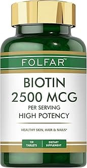 Biotin 2500mcg - 120 Tablets | High Potency for Hair Growth, Stronger Nails & Radiant Skin | Supports Energy & Collagen Production for Youthful Appearance | Metabolism & Cellular Health