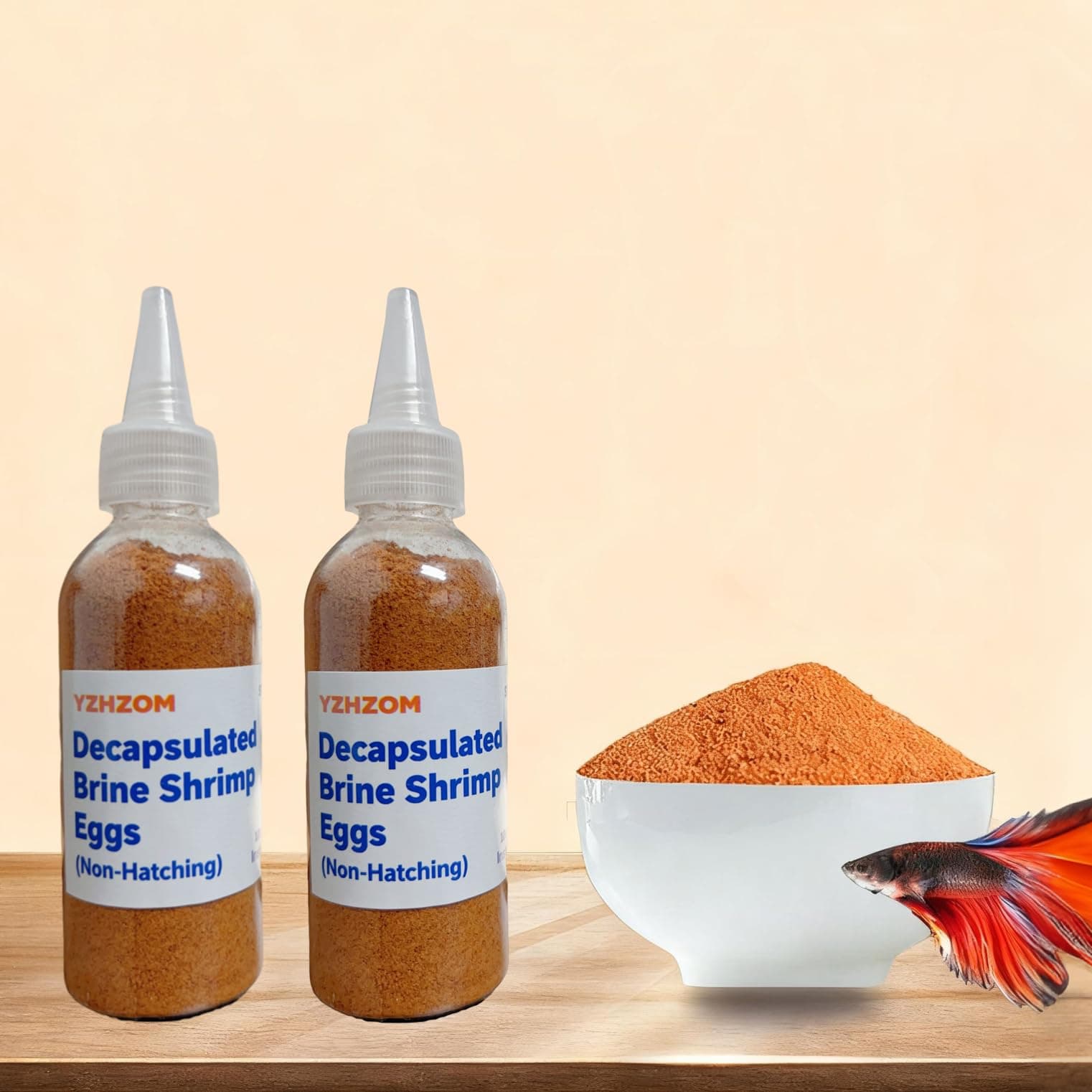 2pcs 1.76 oz Decapsulated Brine Shrimp Egg (Non-Hatching), 100% Natural Artemia Nauplii, High Protein Natural Food for Betta Guppy Discus Tropical Fish Saltwater & Freshwater Aquarium