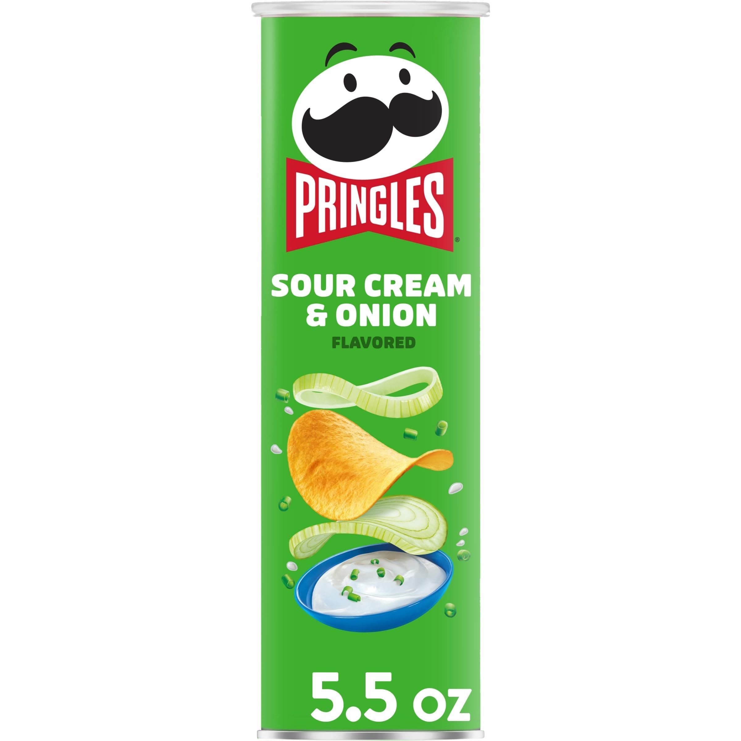 Potato Crisps Chips, Lunch Snacks, On-The-Go Snacks, Sour Cream and Onion, 5.5oz Can (1 Can)