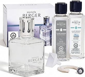 Set – Lampe Berger Starter Square Fragrance Diffuser with 2 Refills (Ocean Breeze & So Neutral) – Elegant French Air Purifier – Made in France – 2 × 250 mL (8.45 Fl Oz)