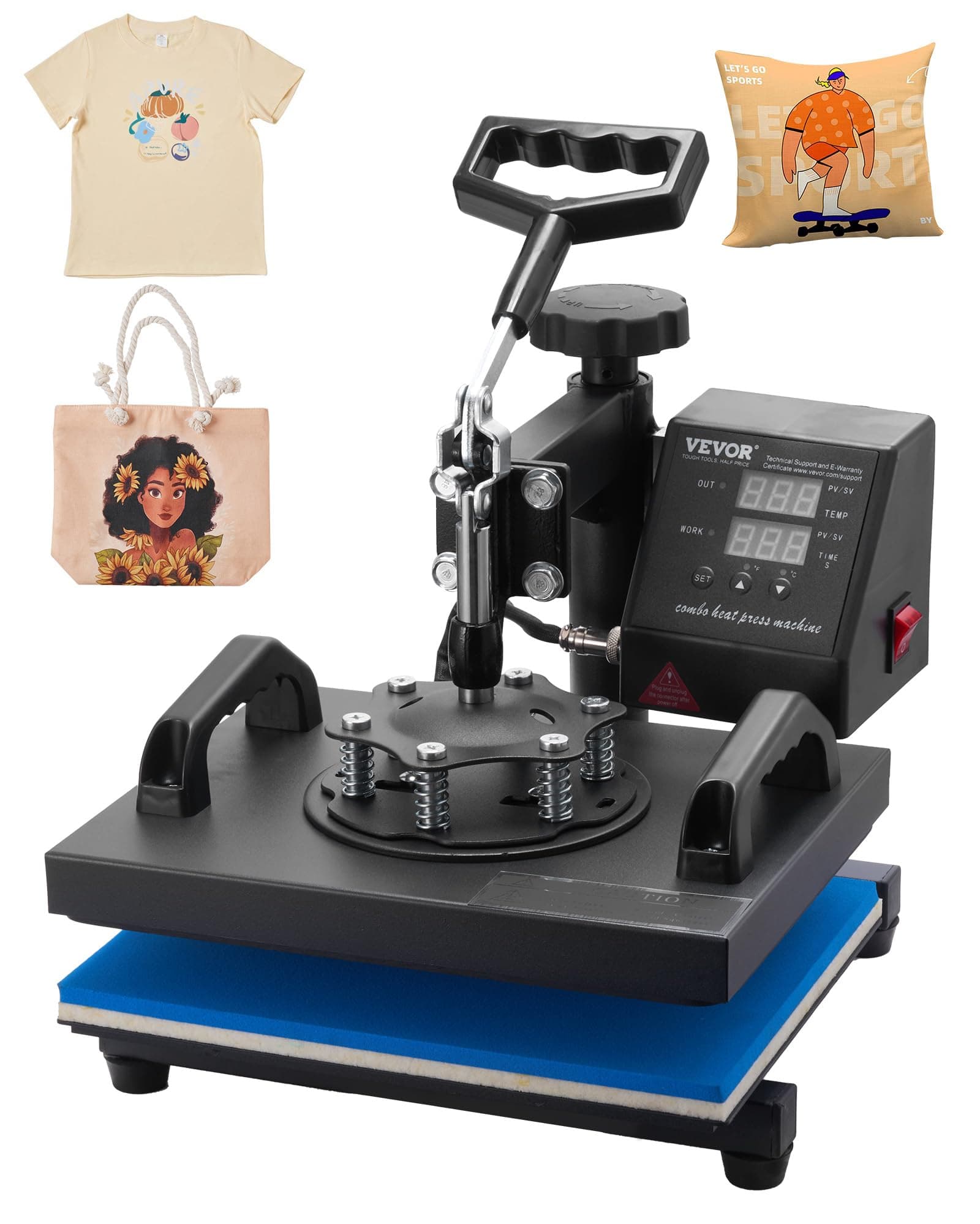 Heat Press, 30 x 25 cm Heat Press Machine, Clamshell Sublimation Transfer Printer, Fast Heat, Precise Digital Temperature Control, Vinyl Heating Press for T-Shirts, Bags, Clothing