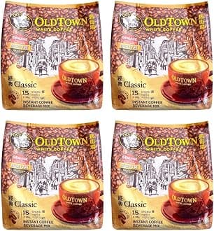 OLD TOWN WHITE COFFEE 4 Pack 3 in 1 Classic (60 Sticks) Free 4 Extra Sachets