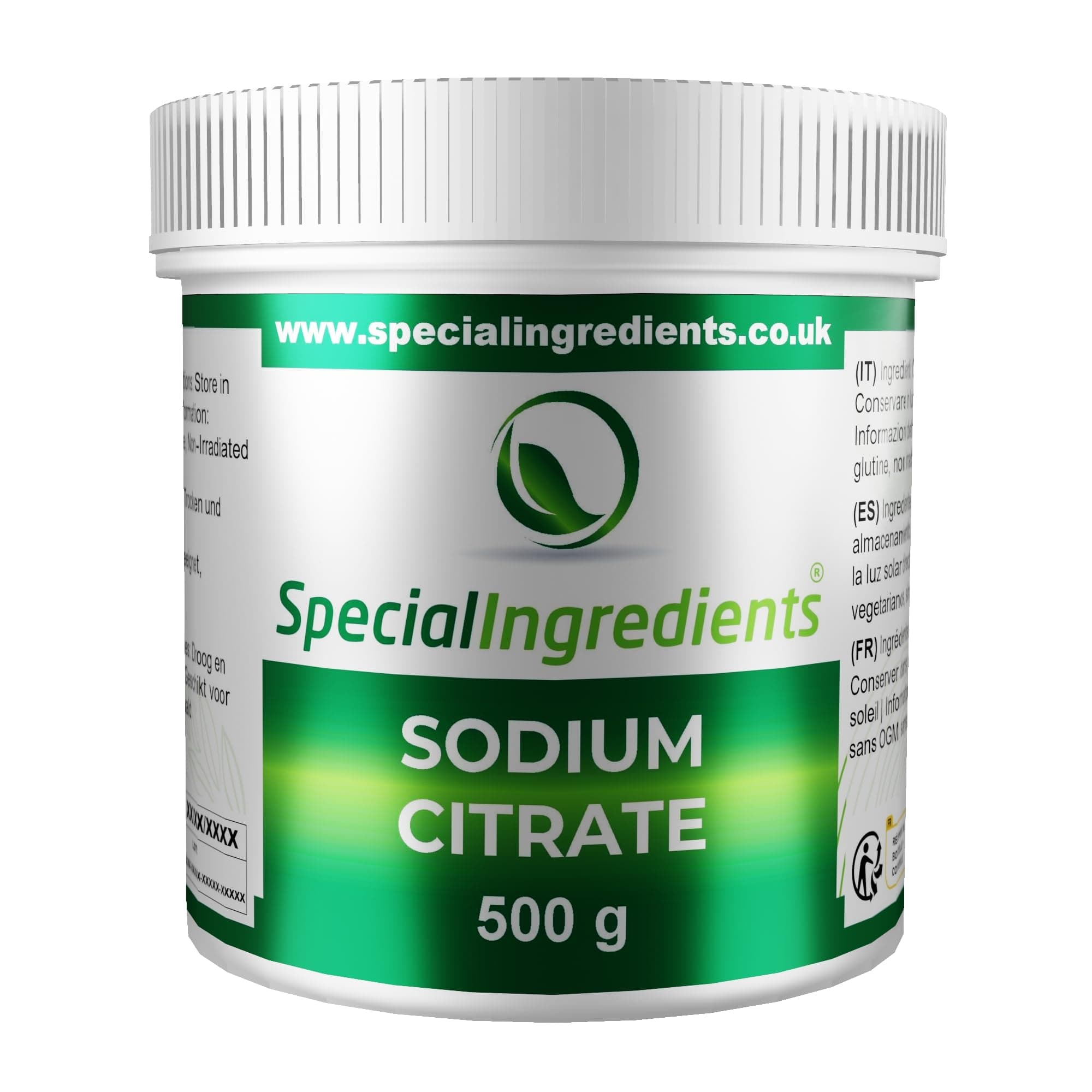 Special Ingredients Sodium Citrate 500g (Buffer Salt) Premium Quality, Vegan, Non-GMO, Gluten Free – Recyclable Container