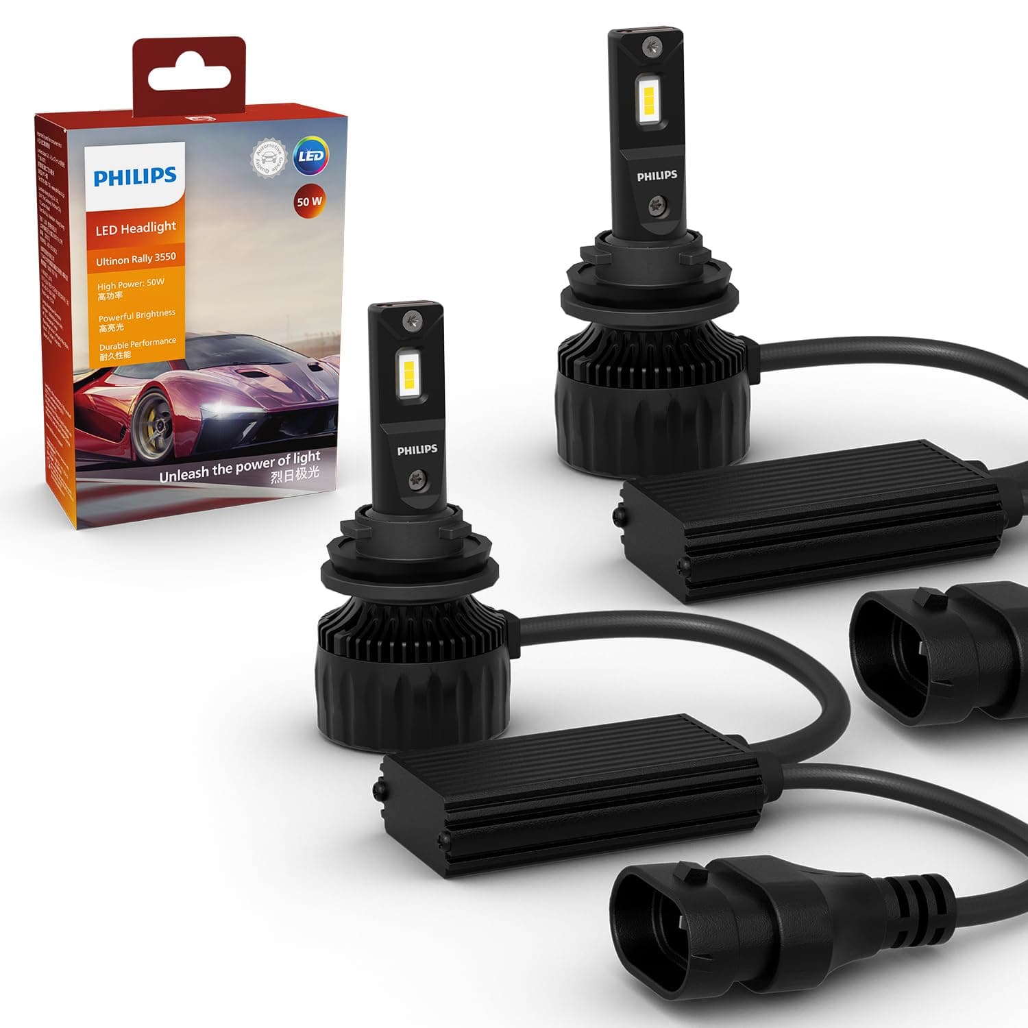 Philips H8 H11 LED Headlight, 6500K High Brightness Type, High Lumen, 9000lm, Automotive Valve, PHILIPS 11362U3550X2, 2 Pieces