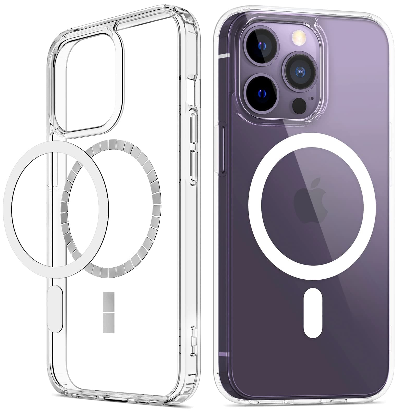 VEGOCase for iPhone 14 Pro Max 5G 2022, Magnetic Case Compatible with MagSafe with Built-in Strong Magnets, [Yellow Resistant] Clear Slim Soft TPU Shockproof Case for iPhone 14 Pro Max 6.7" - Clear