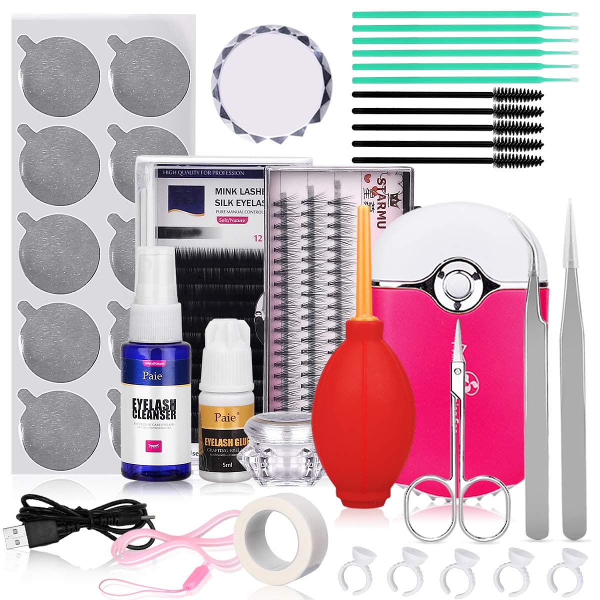 Pro 21 Pcs Eyelash Extension Kit, Mcwdoit Professional False Lashes Eyelashes Extension Practice Set Tools Lash Starter Kit Eyelash Grafting Training Tool for Makeup Practice Eye Lashes Graft