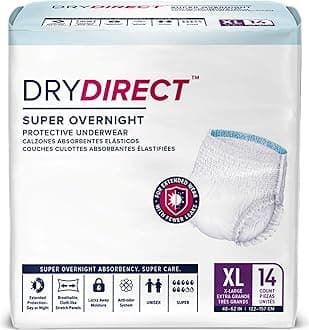 Dry Direct Super Overnight Underwear, Soft Cloth-Like Adult Diapers, Overnight Disposable Incontinence Protection - X-Large (Pack of 14)