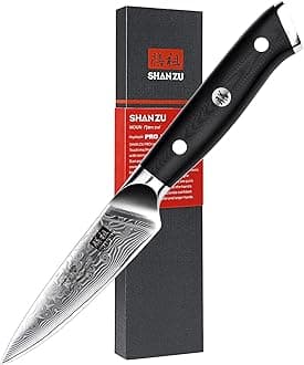 4 Inch Paring Knife, Japanese Steel Damascus Professional Kitchen Knives High Carbon Super Steel Carving Knife with Gift Box