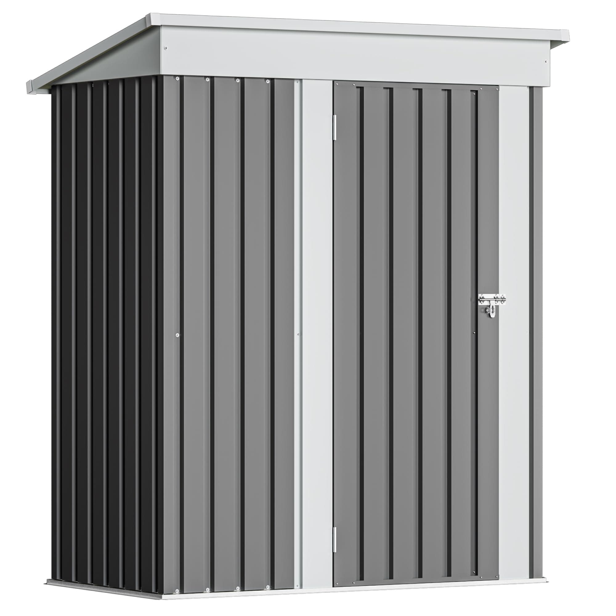 Devoko Outdoor Storage Shed 5 x 3 FT Lockable Metal Garden Shed Steel Anti-Corrosion Storage House with Single Lockable Door for Backyard Outdoor Patio (Gray)