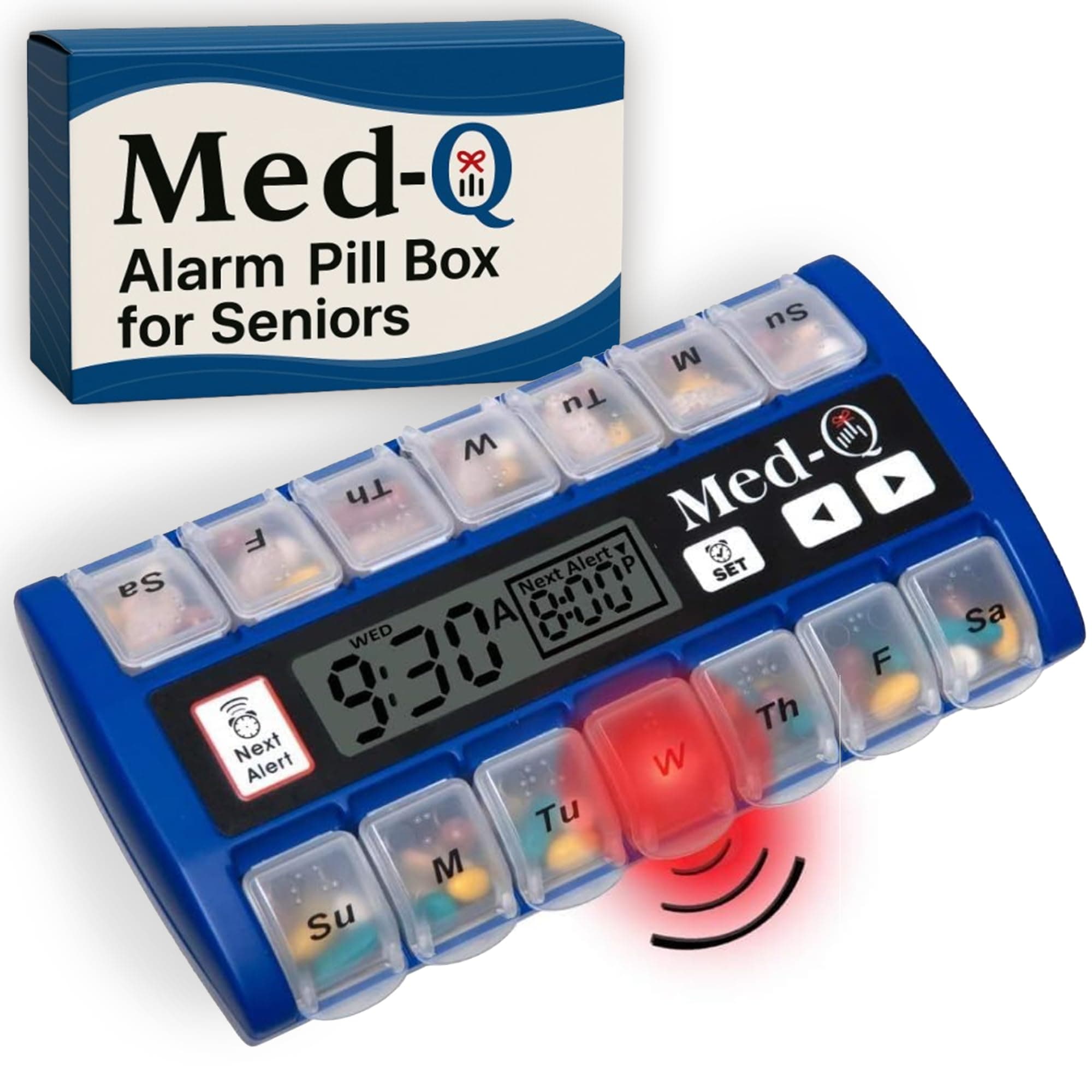 Digital Pill Box with Alarms – Pill Organizer with Flashing Lights & Beeping Reminders – Monthly Pill Dispenser for Seniors, Dementia, Alzheimer’s, Medication & Vitamin Management