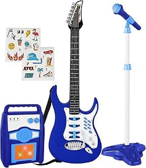 Best Choice Products (Blue) - Kids Electric Guitar Set Mp3 Player, Microphone, Amp Blue