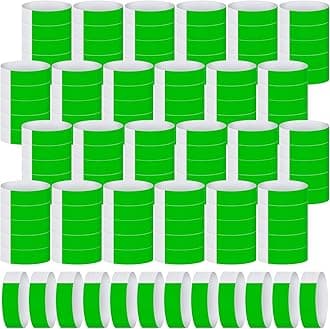 Tudomro 2400 Pack Neon Paper Wristbands Bulk - Waterproof, Lightweight, Adhesive - Concert, Events, Party for Hand Wrist Arm Identification(Green)