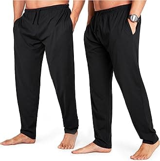 – Mens Pyjama Bottoms - Jersey Lounge Pants with Pockets, Pack of 2
