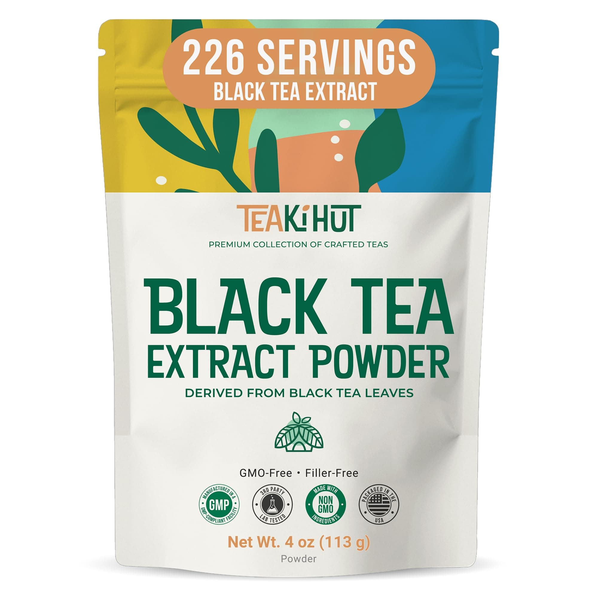 Instant Black Tea Extract Powder, Unsweetened Iced Tea Extract Powder from Real Black Tea Leaves for Hot or Cold Drinks, Instant Black Tea Mix for Beverages, Smooth Mixing, Zero Additives, Non-GMO, 113g , 226 Servings