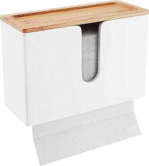 NATURE SUPPLIES Bamboo Paper Towel Dispenser with Removable Top Tray for Bathroom and Kitchen, Wall Mount and Countertop Multifold, C-Fold, Z-Fold, Tri-Fold Hand Towel Holder for Commercial Use, White