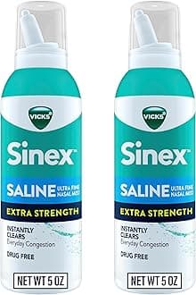 - Sinex Saline Extra Strength Nasal Spray, 3X Concentrated* Drug Free Ultra Fine Mist, Instantly Clears Mucus, Ultra Concentrated to Clear Congestion Fast, Safe For Daily Use, 5 OZ x 2