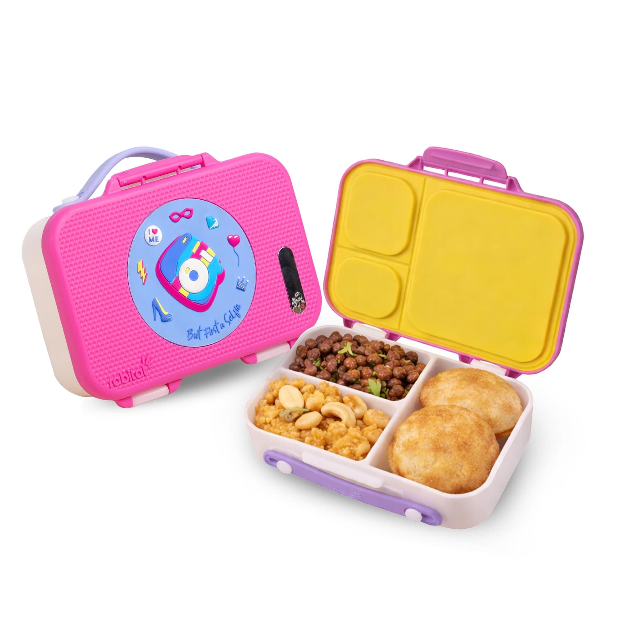 rabitat Munchbee Bento Lunch Box 1000ml | 1+1 Year Brand Warranty | Tiffin Box for School | Kanjak Gifts for Girls | BPA Free, Leakproof & Durable Bento Design | Diva