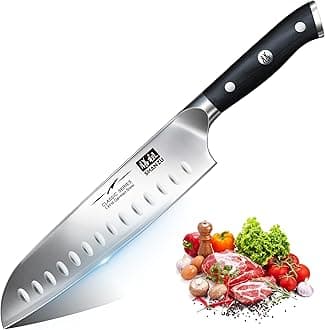 Chef Knife, Santoku Knife 7 Inch SHANZU Santoku Chef's Knife High Carbon High Chrome Steel Sharp Kitchen Knife Professional Kitchen Knives for Chef