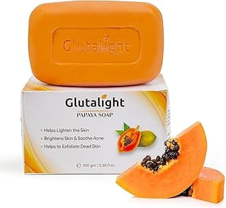 Glutalight Papaya Soap | Glutathione & Papaya Extract | Body Tan Removal Soap | Fades Pigmentation & Dark Spots | Exfoliate Dead Skin Cells | Bathing Soap for Face & Body | Soap For Bath - Pack of 1