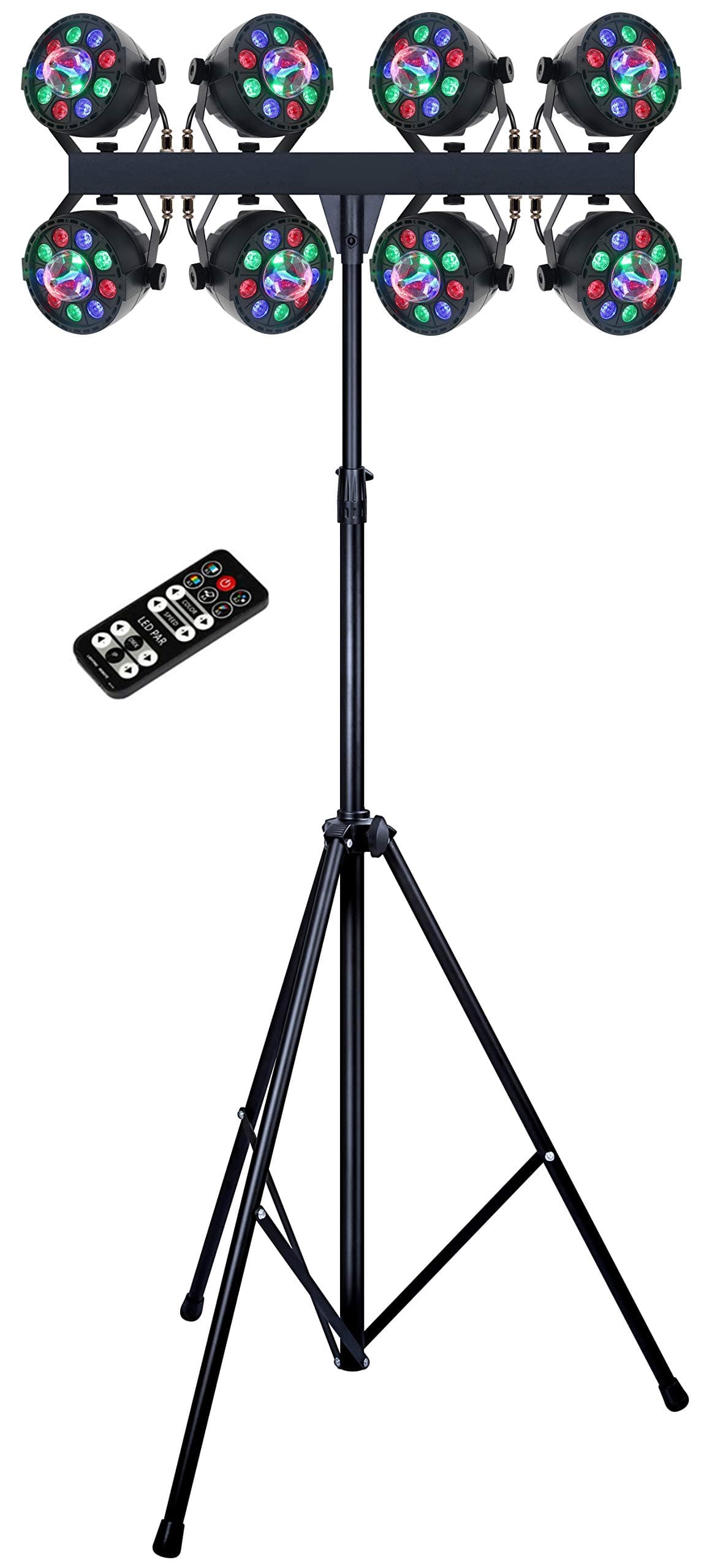 MUSYSIC Complete Professional 8-Par Stage LEDs Lights DJ Band DMX System & Stand MU-L53GG