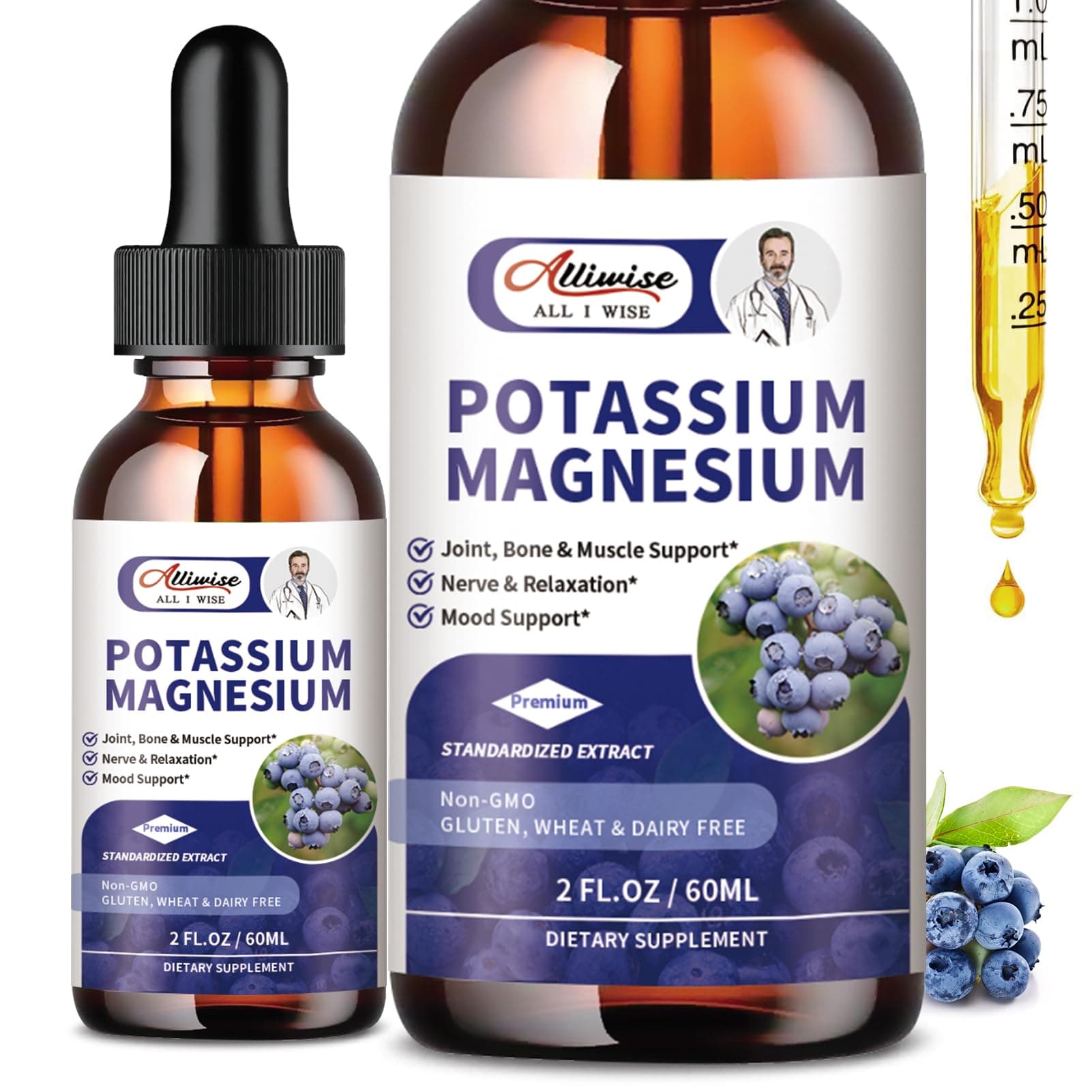2 Pack Potassium Magnesium Supplement Liquid - High Absorption Calm Magnesium Complex & Potassium Plus Calcium, Vitamin D3, Zinc for Leg Cramps & Bone & Energy & Immune Support - 4 Fl oz