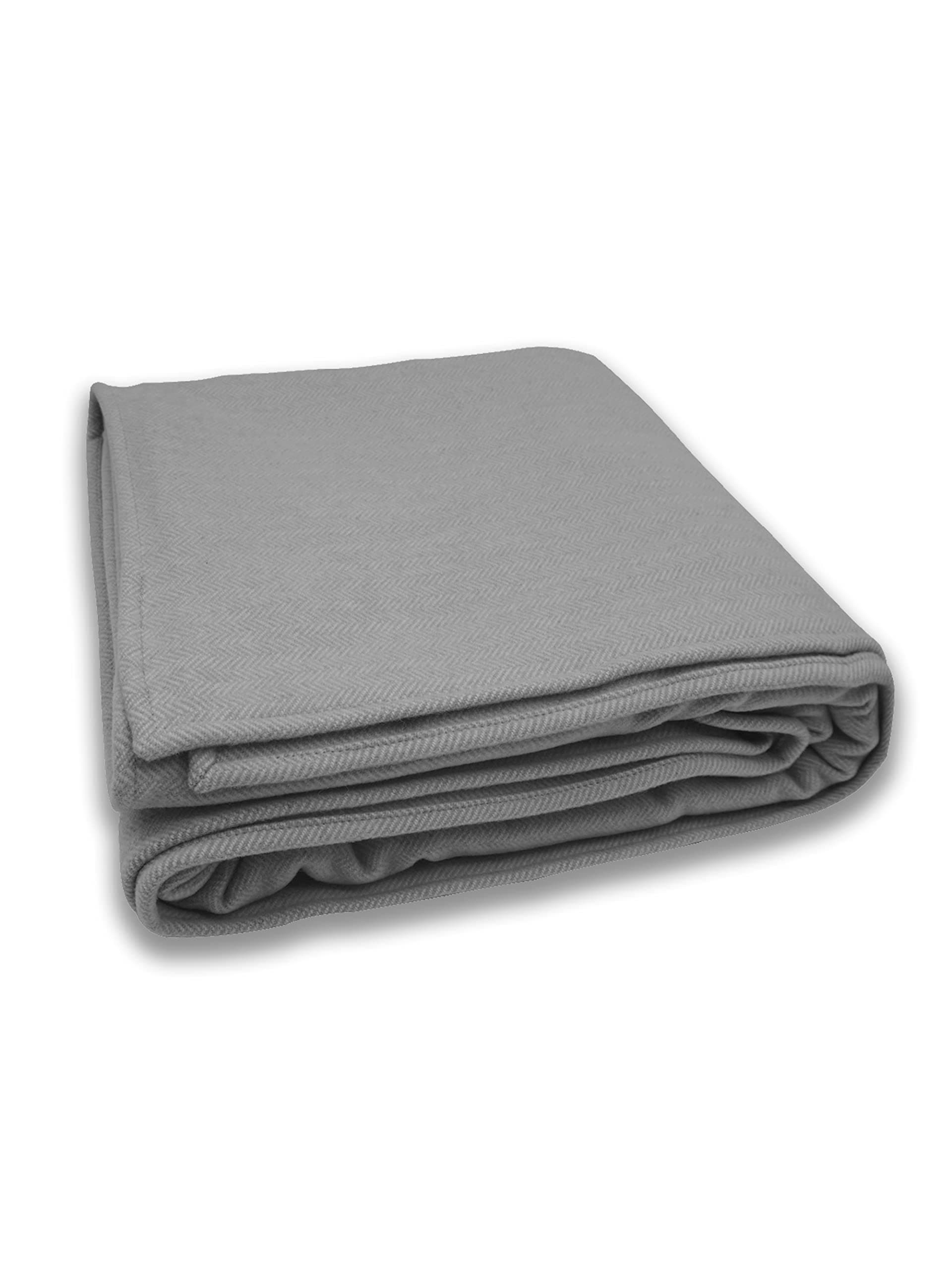 State Cashmere Herringbone Throw Blanket - Soft Accent Blanket for Couch, Sofa & Twin Standard Bed Made w/Merino Wool & Cashmere Sourced from Inner Mongolia - (Charcoal/Heather Grey, 90"x60")