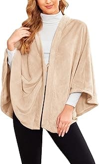 Ekouaer Flannel Faux Poncho for Women Lightweigh Blanket Warm TV Shawl Winter Coat Sweater Cape