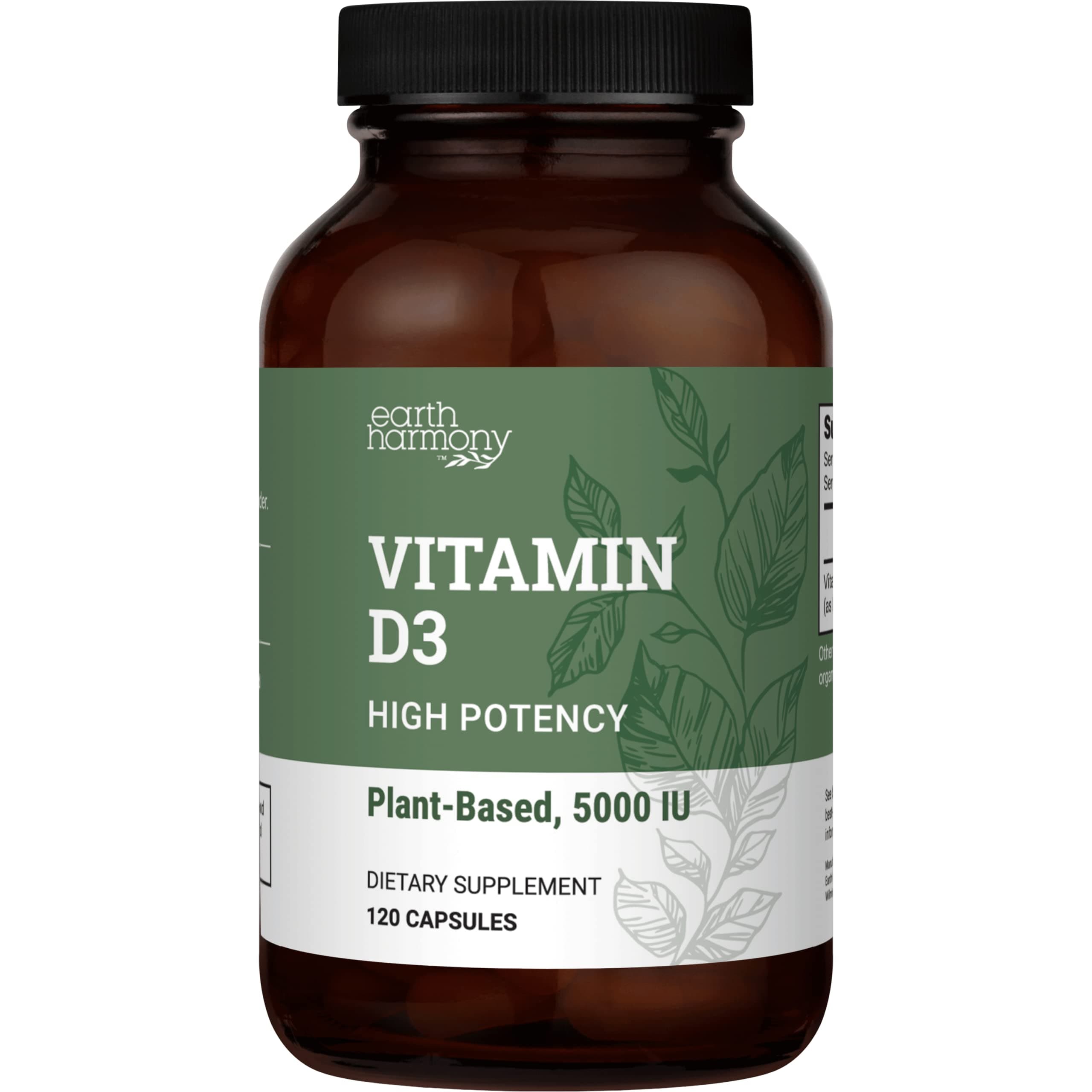 Vegan Vitamin D3 5000 iu Supplement - Pure, High Potency Supplements for Immune Health & Strong Bones Support - Vitamin D 5000 iu - 120 Capsules, 4-Month Supply