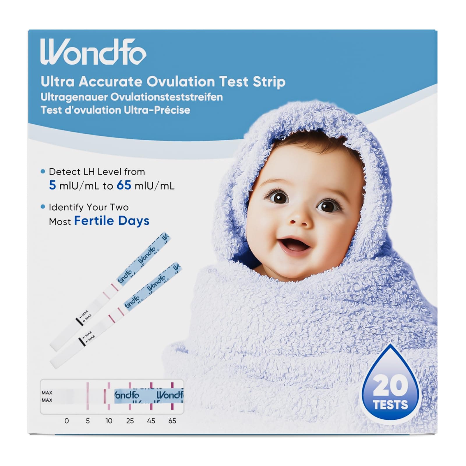 Wondfo Ovulation Test Strips Fertility Test Kits with Color Card Semi-Quantitative Testing, 20 Pack
