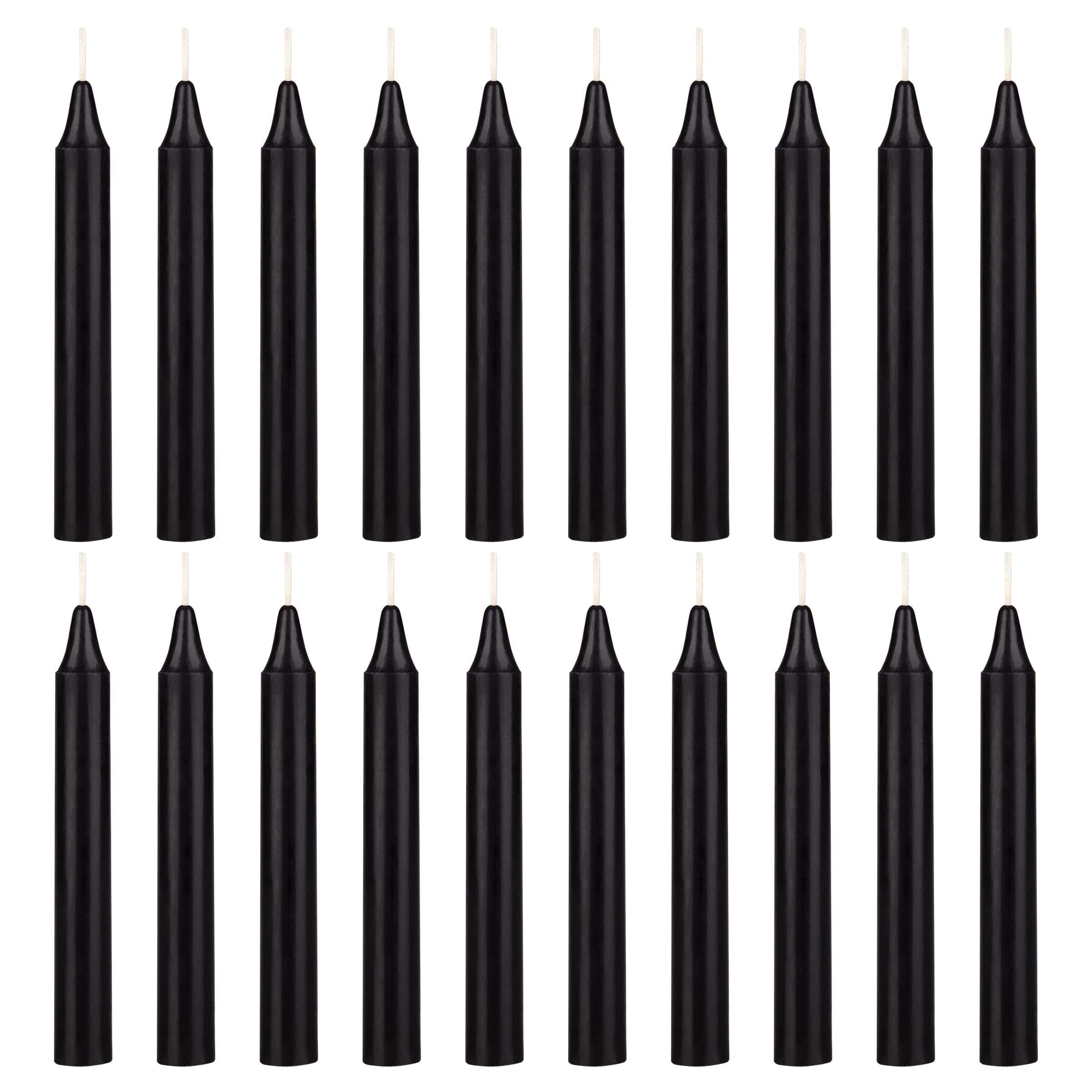 Mega Candles 20 pcs Unscented Black Exquisite Mini Taper Candle, 4 Inch Tall x 1/2 Inch Diameter, Supreme Chimes, Enchantment, Rituals, Casting Spells, Witchcraft, Wiccan and Metaphysical