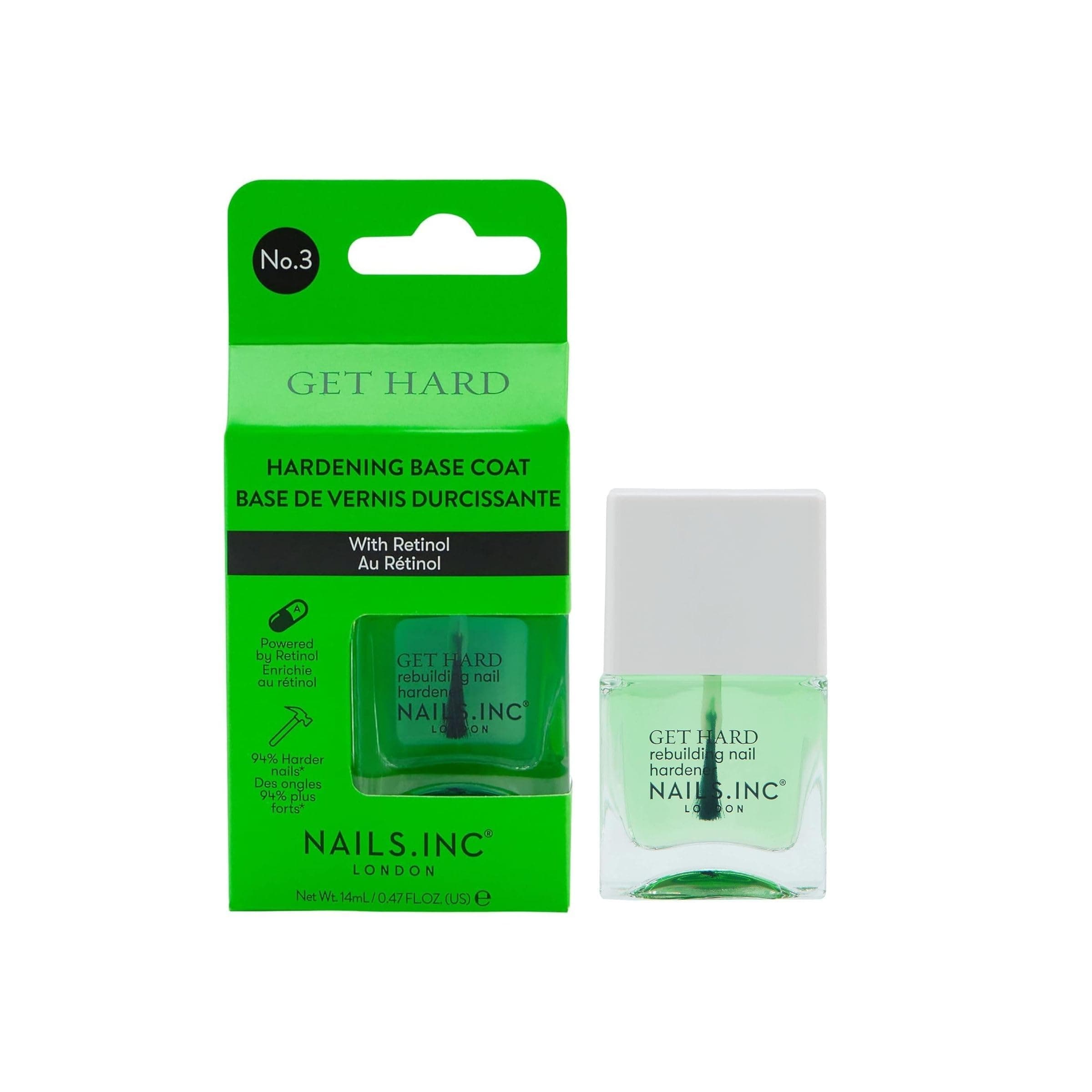 Nails.INC Get Hard Base Coat, Hardening Base Coat Infused with Retinol, Prote...