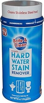 (Bright & Clean) Ultimate Hard Water Stain Remover® for Glass, Shower Doors & Windows – Removes Mineral Deposits from Granite, Porcelain, Tile, Stainless Steel & Chrome
