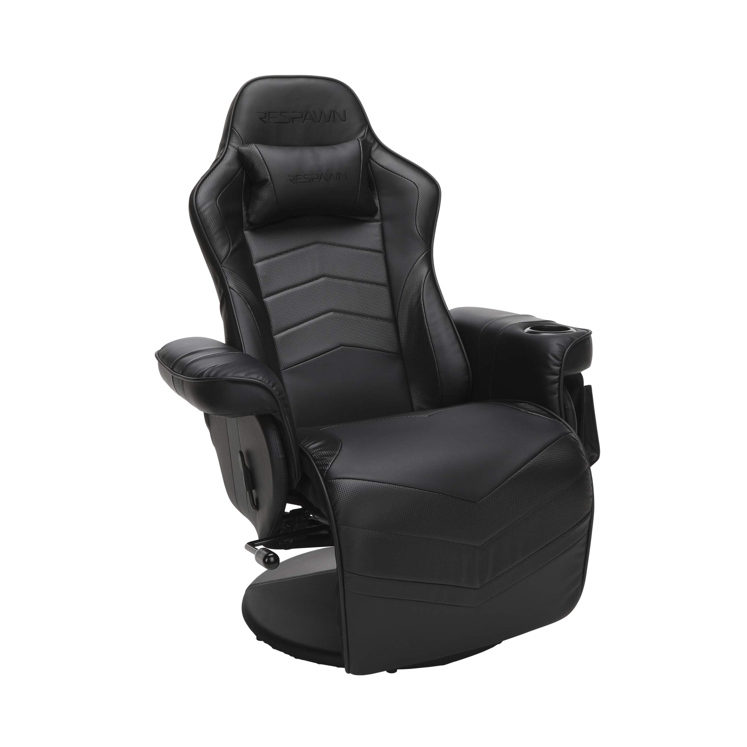 Racing Style Gaming Lounger with Adjustable Backrest, Leather, Black, 35.04"-51.18" D x 30.71" W x 37.01"-44.88" H